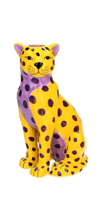 Giftcompany, Mignon, Kerzenhalter, Leopard, gelb/lila