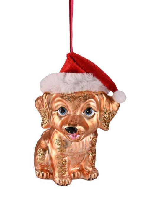 Gift Company Hänger Hund mit Weihnachtsmütze, braun