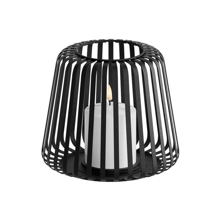 Deluxe Outdoor Laterne mit LED-Kerze, schwarz 17cm