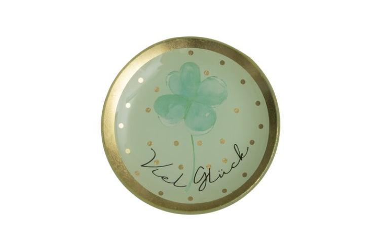 Gift Company Love Plates, Glasteller S, Viel Glück, rund, mint, 1118403043