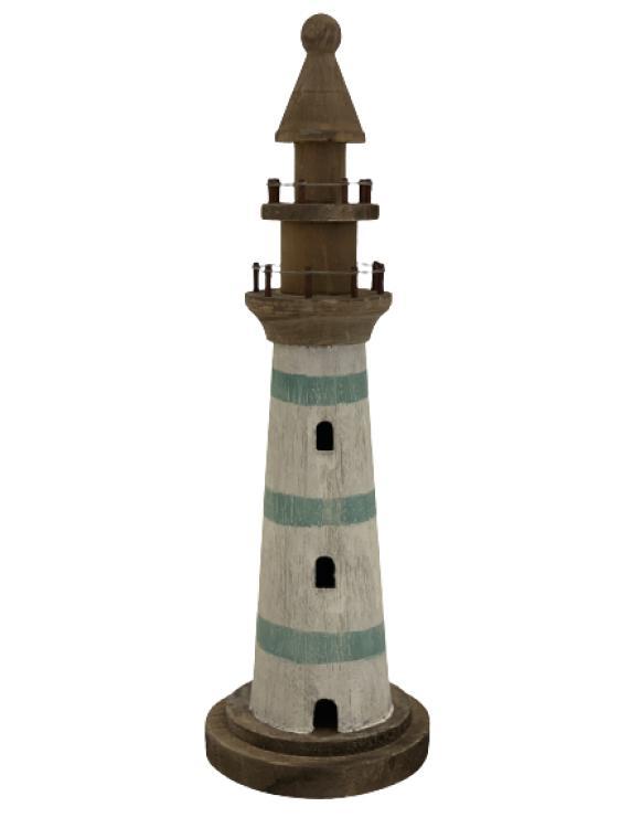 Großer Leuchtturm aus Holz 51x16x16 cm