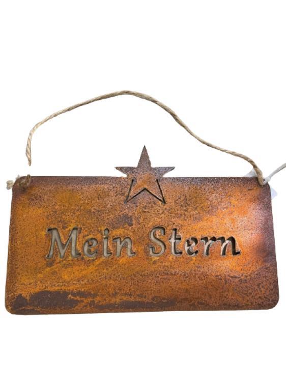 Schild 'Mein Stern' im Display, rost