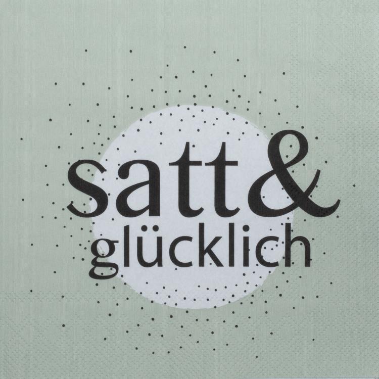 DINING Servietten 'satt und glücklich', 33x33 cm, 15365