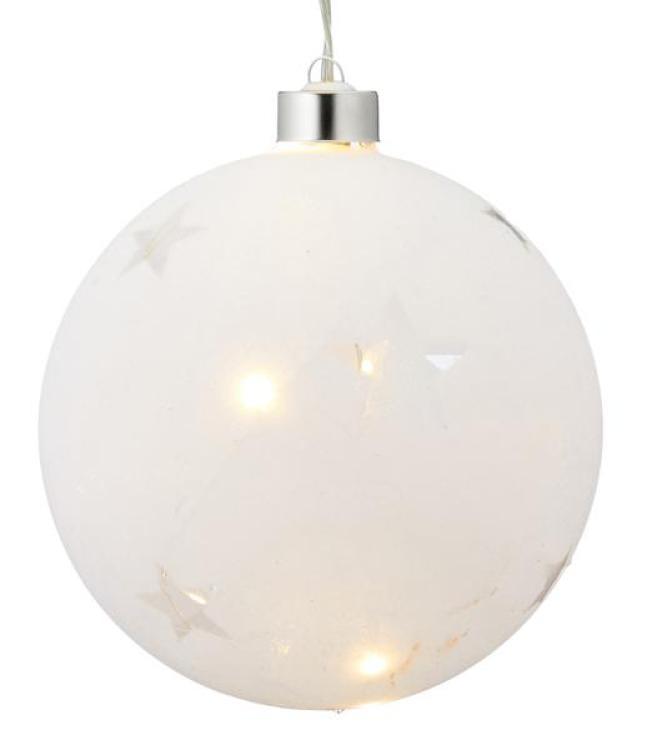 LED Kugel Sterne, weiß, beflocked, ca. 12 cm, 43391