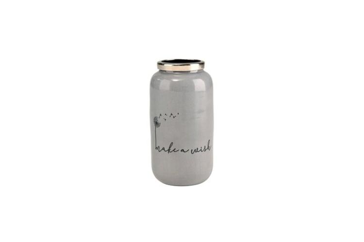 Gift Company Saigon, Vase mit Metallring, XXS, Make a wish, flannel/silber