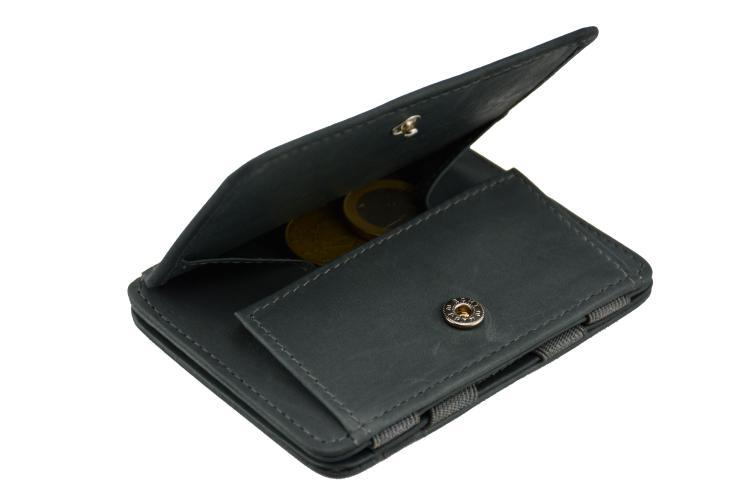 Magic Coin Wallet, Leder, grau, mit Münzfach, HU-MW-CP1-RFID-GRY
