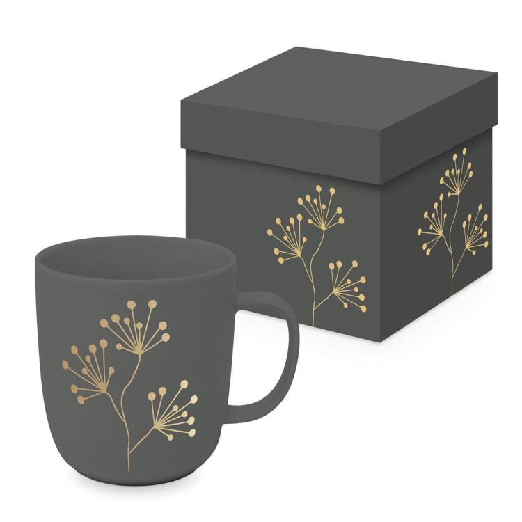 Matte Mug Pure Gold Berries grey