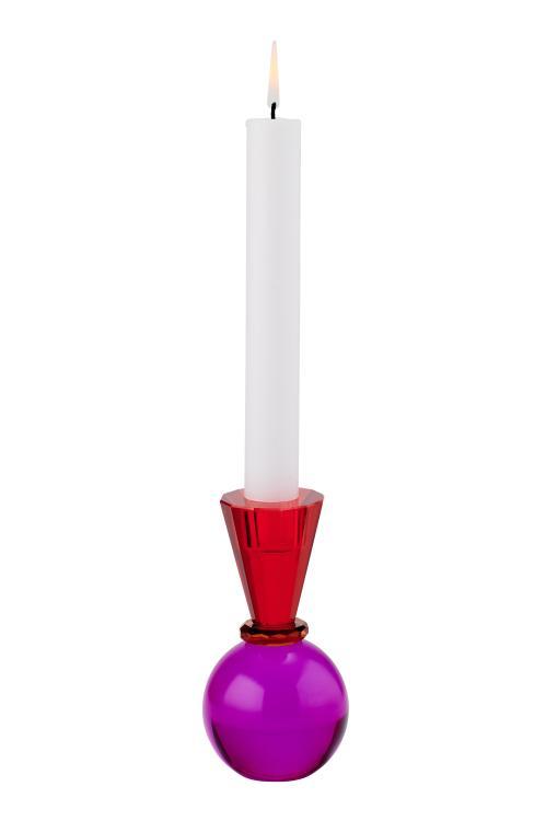 Sari, Kristallglas Kerzenhalter 13,5 cm Kugel/Konus, rot/pink, 1093801003