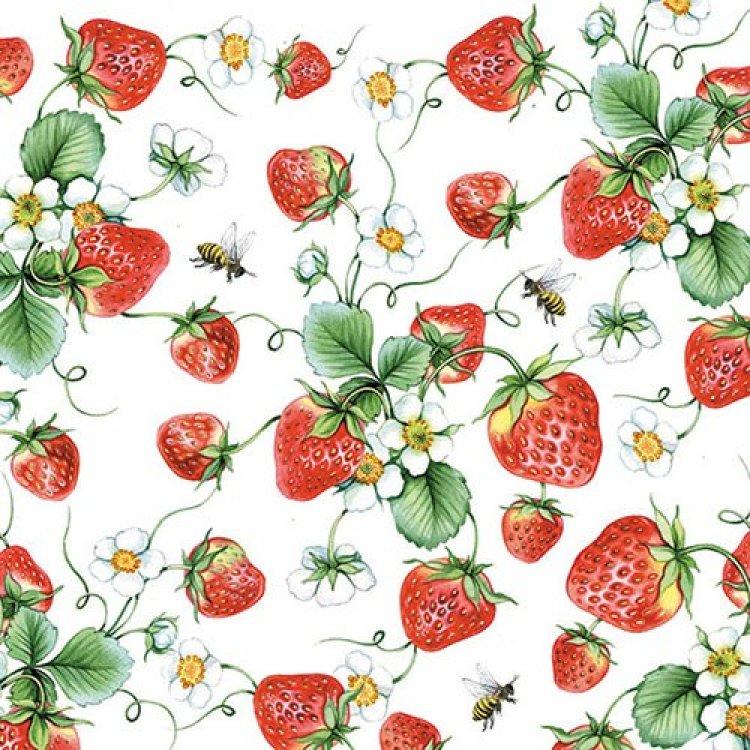 Ambiente Servietten Strawberries All Over white Erdbeeren 33x33, 20 Stück