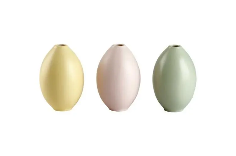 Gift Company Bloom, Vase, 3er Set, oval, Porzellan, grün/gelb/rosa 1 Set