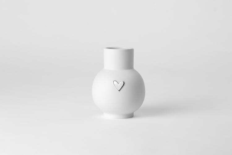 Räder Kugelvase Herz Silber, 13cm