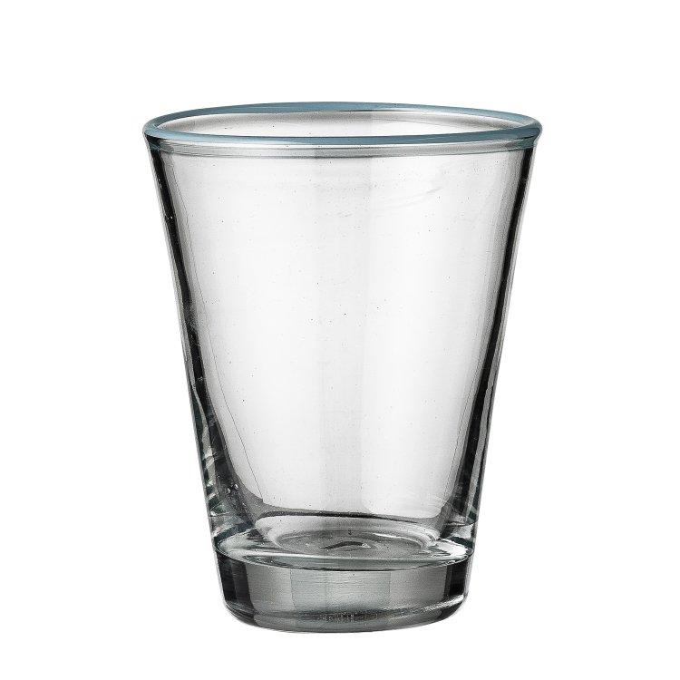  Glas, klar mit blauem Rand