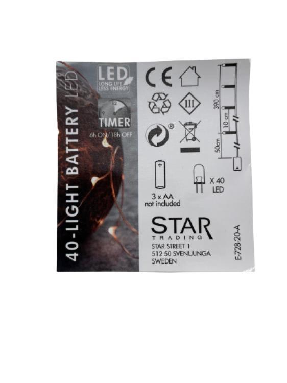  LED-Draht-Kette 40 warmweiße LED