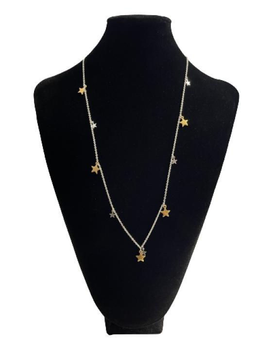 Halskette 1235BI, versilberte Kette mit Sternen