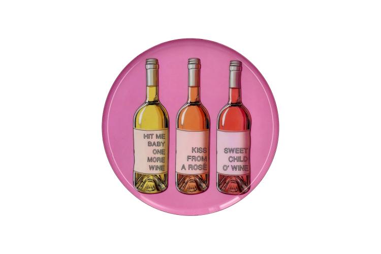 Love Tray Dekotablett rund M, Weinflaschen