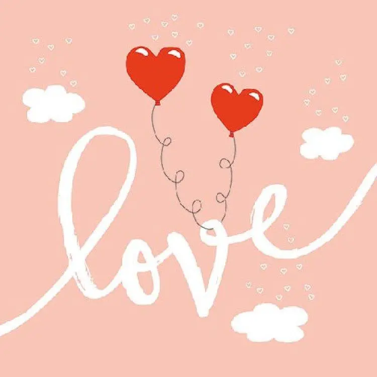 Ambiente Servietten Love Balloons pale rose, Herz , 33x33, 20 Stück 20 St