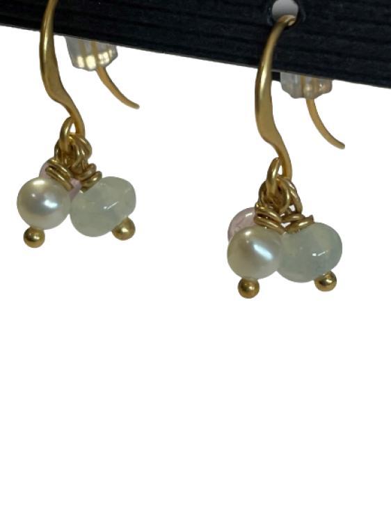 Ohrring 04594 G, Ohrring mit 3 hängenden Perlen