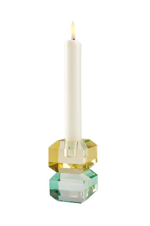Gift Company Sari, Kristallglas, Kerzenhalter H9cm, eckig, gelb/grün, 1127701010