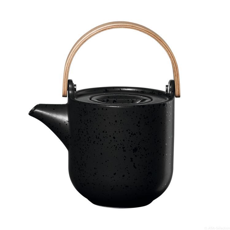 Teekanne mit Holzgriff, coppa kuro, schwarz , 0.6 l , 19371190