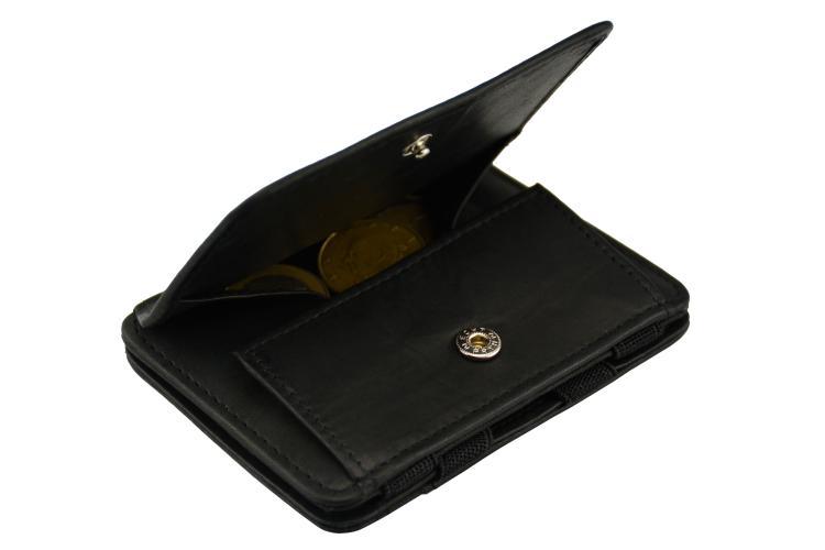 Magic Coin Wallet, Leder, schwarz, mit Münzfach, HU-MW-CP1-RFID-BLK