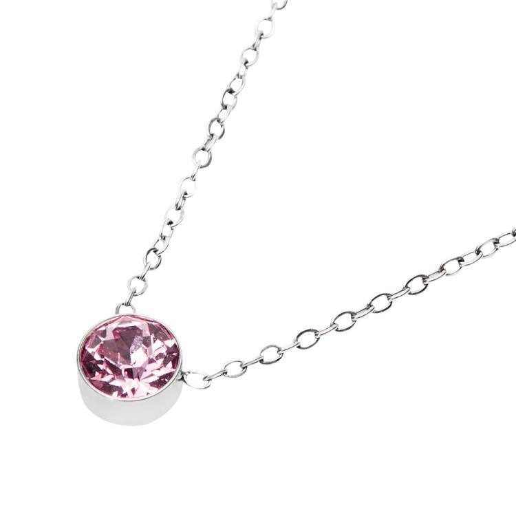 Halskette Sparkle 'Rosenquarz' mit Swarovski Kristallen , 606057