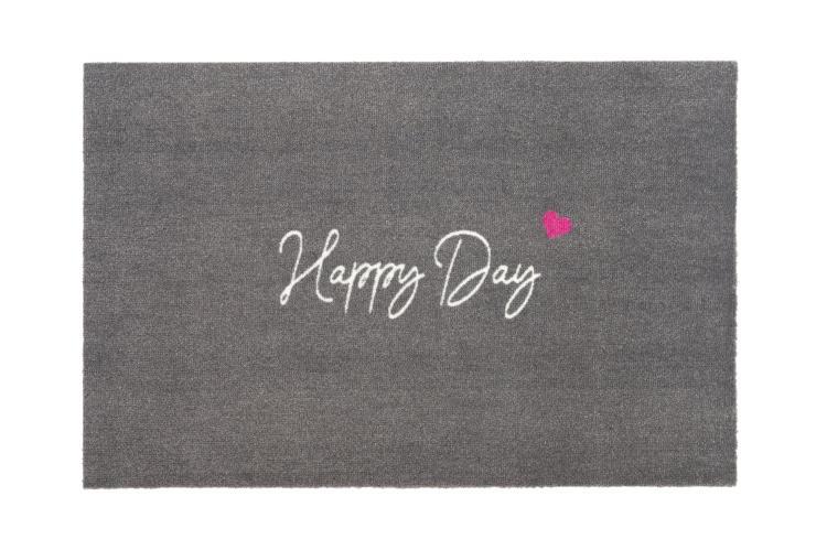 Gift Company Waschbare Fußmatte 'Happy day' grau, 1063001004