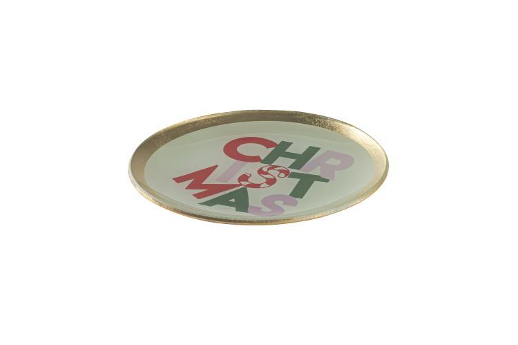 Love Plates, Glasteller, M Christmas, rund, hellgrün, 1118604008