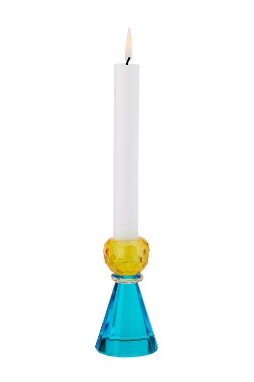 Sari, Kristallglas Kerzenhalter 11,5 cm Kugel gelb/blau, 1093701010