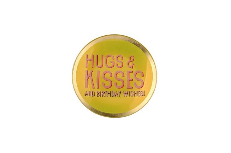 Love Plates, Glasteller S, Hugs & Kisses, rund, gelb