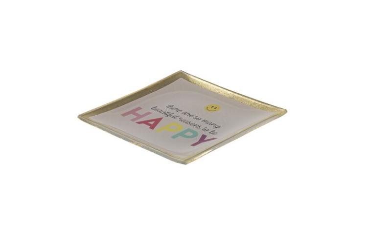 Gift Company Love Plates, Glasteller S, Happy ,gold-rosa, 1118803012