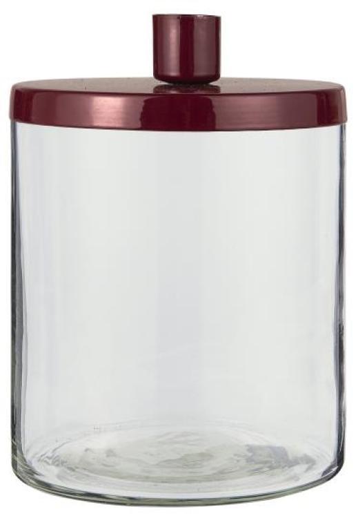 Glas mit Kerzenhalter für Stabkerze, rot, 9146-33