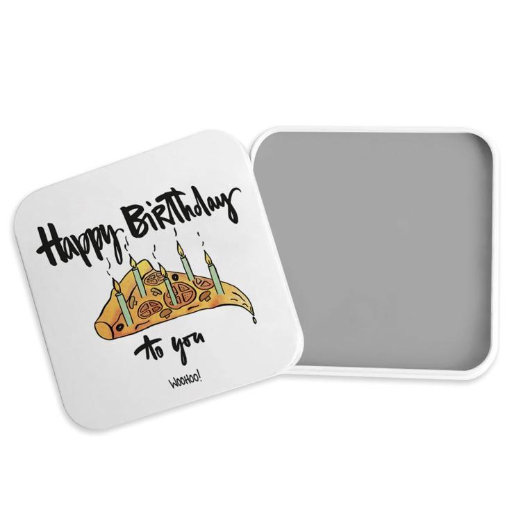 Geschenkdose 'Happy Birthday' , Pizzastück mit Kerzen, 410348