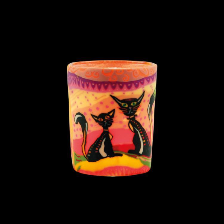 Kerzenfarm, Votivglas, 24116, Two Cats, Gelb/pink