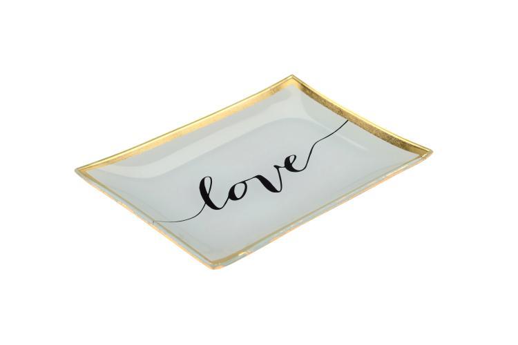 Gift Company Love Plates, Glasteller, M, Love, 78316