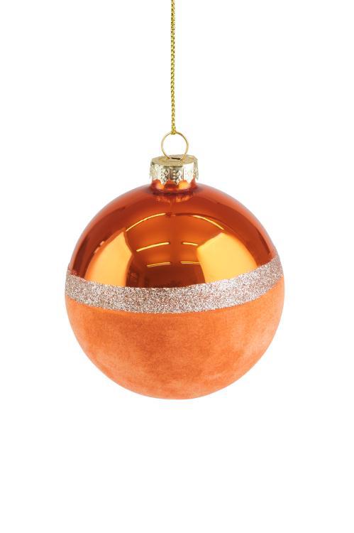 Seoul, Weihnachtskugel, 8cm, Glitzerstreifen, Samt/glänzend, orange  1117701011