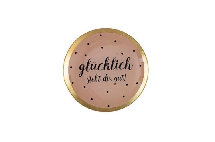 Gift Company Love plates, Glasteller M, Glücklich steht...,rosa, 1061704012