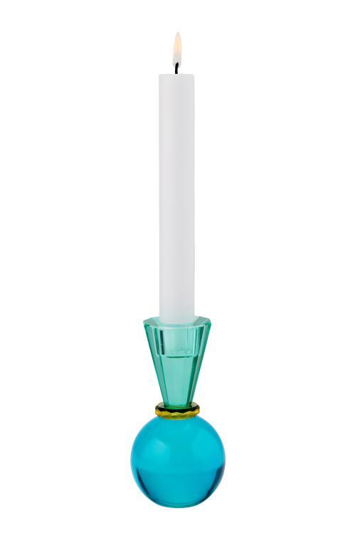 Sari, Kristallglas Kerzenhalter 13,5 cm Kugel/Konus, grün/blau, 1093801008