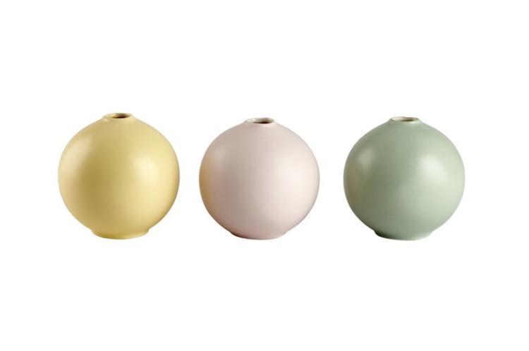 Gift Company Bloom, Vase, 3er Set, rund, Porzellan, grün/gelb/rosa 