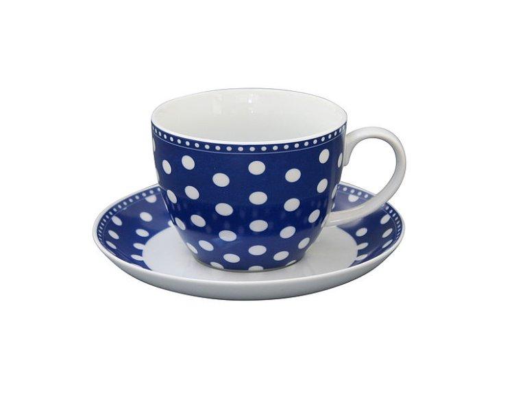 Kaffeetasse mit Untertasse dots dunkelblau CUP172