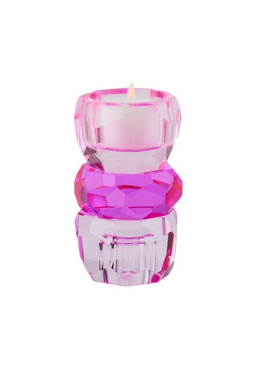 Palisades, Kristallglas Kerzen-/Teelichthalter 10,5 cm, rosa/pink, 1054404012