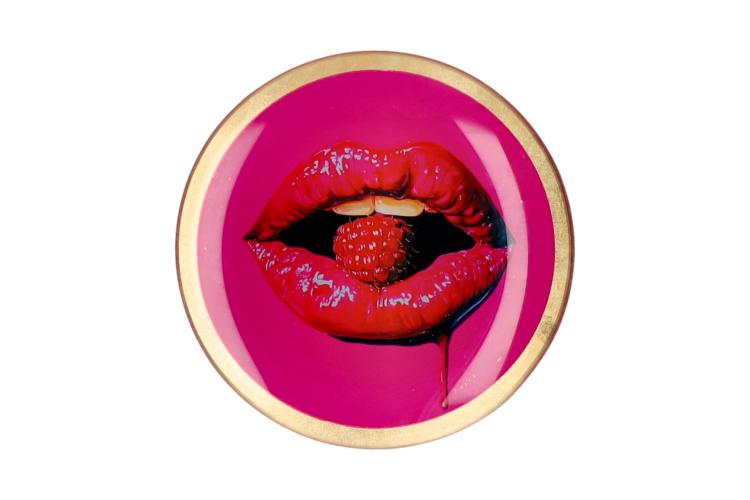 Love Plates Glasteller M, Mund pink