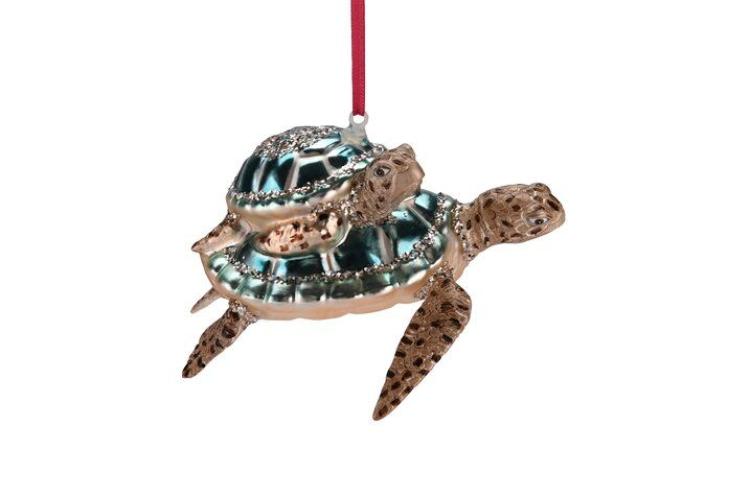 Gift Company Hänger Schildkröte mit Kind, blau/braun