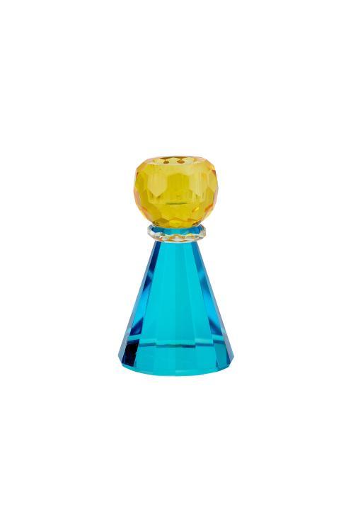 Sari, Kristallglas Kerzenhalter 11,5 cm Kugel gelb/blau, 1093701010