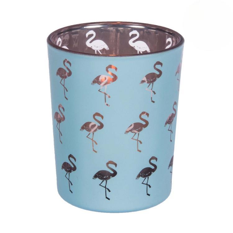 Votivglas Flamingo, blau/rosa 83028