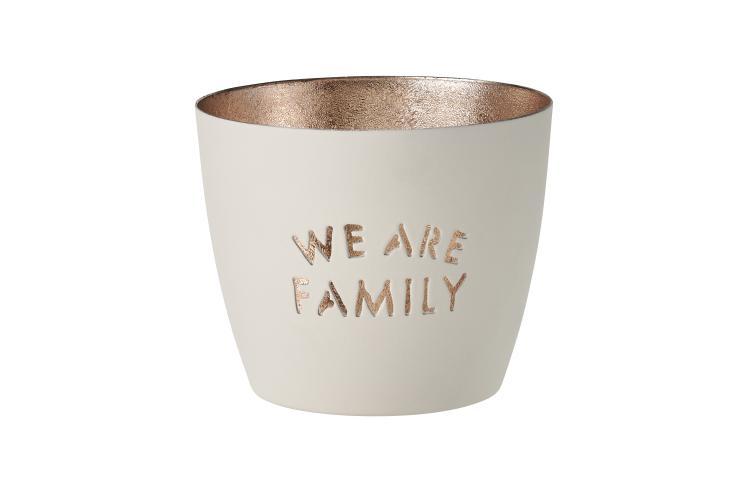 Madras Windlicht M Weiss/Gold We are family, 1063304001