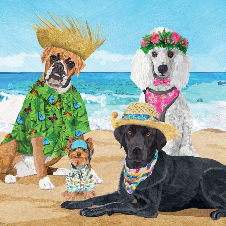 PPD Servietten Hunde Beach Party