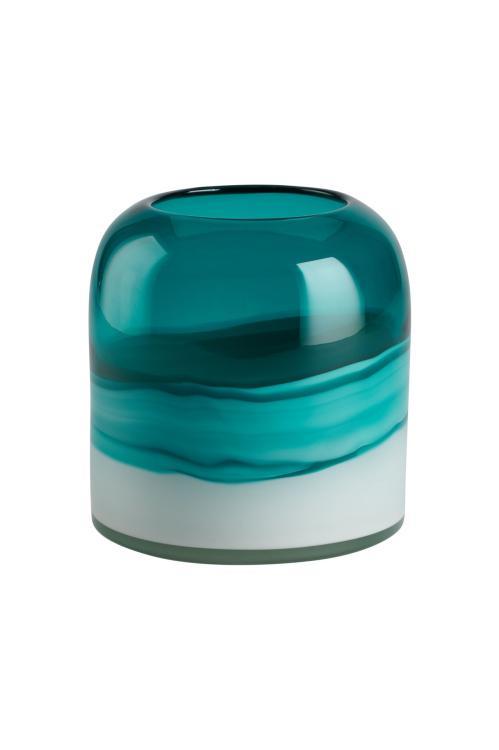 Gift Company Chiffon, Vase, H17cm, türkis/weiß, Glas, 1129403024
