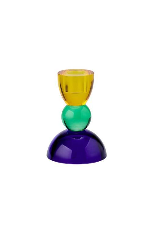 Sari, Kristallglas Kerzenhalter 11 cm Kugel gelb/grün/dunkelblau, 1093601010