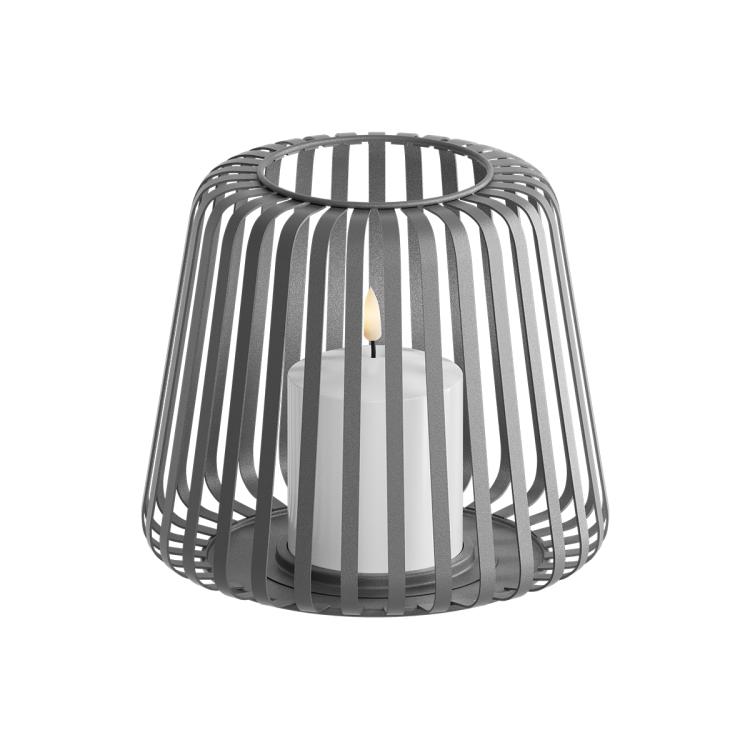 Deluxe Outdoor Laterne mit LED-Kerze, grau 17cm