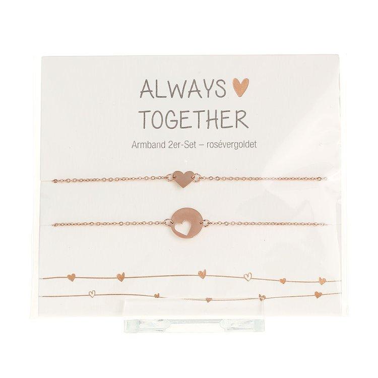Armband-2er-Set Always Together, rosévergoldet
